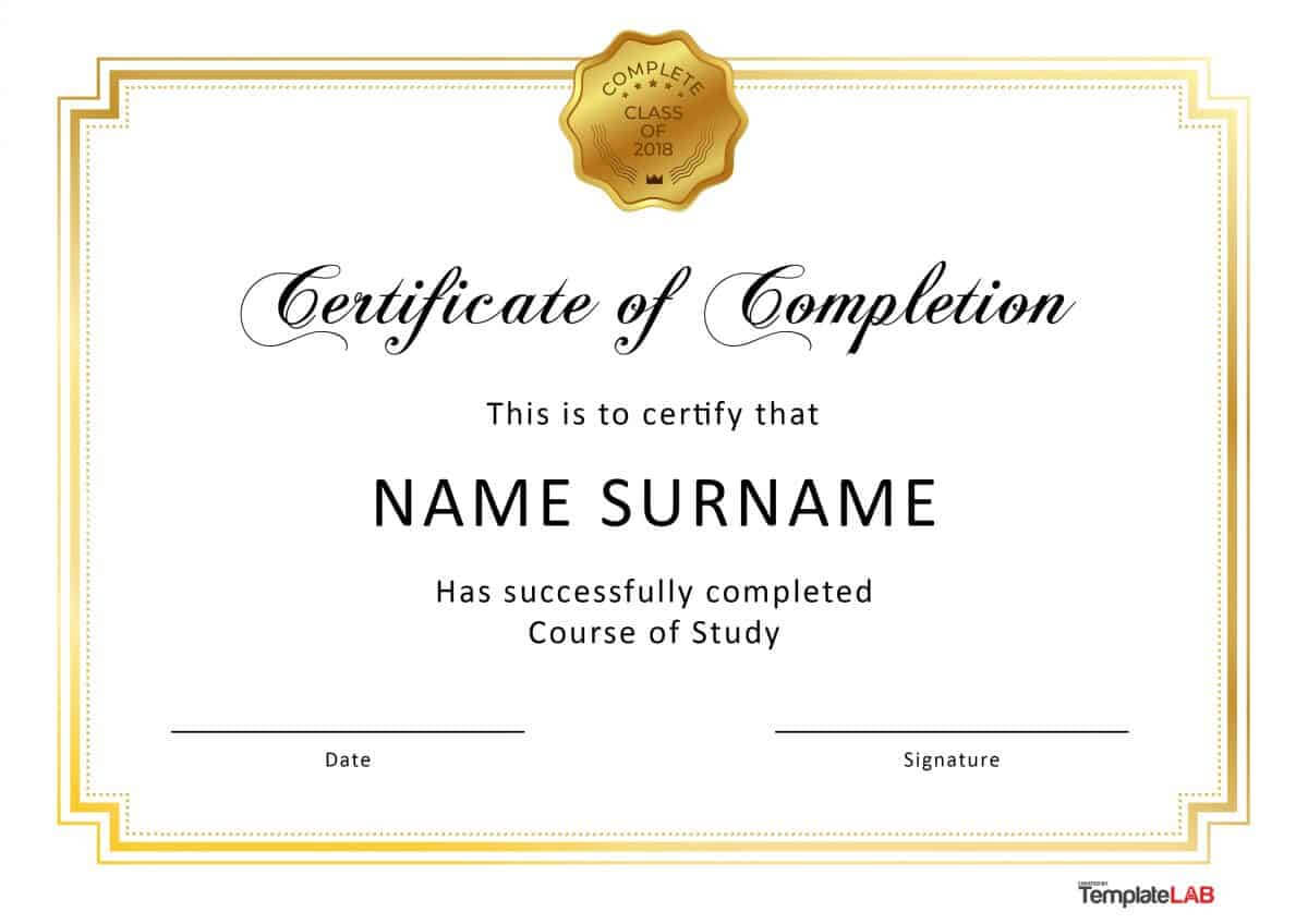 40 Fantastic Certificate Of Completion Templates [Word In Certificate Of Completion Free Template Word