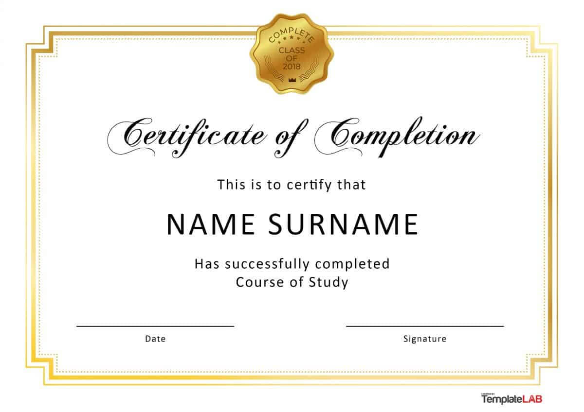 40 Fantastic Certificate Of Completion Templates [Word Throughout Free Training Completion Certificate Templates