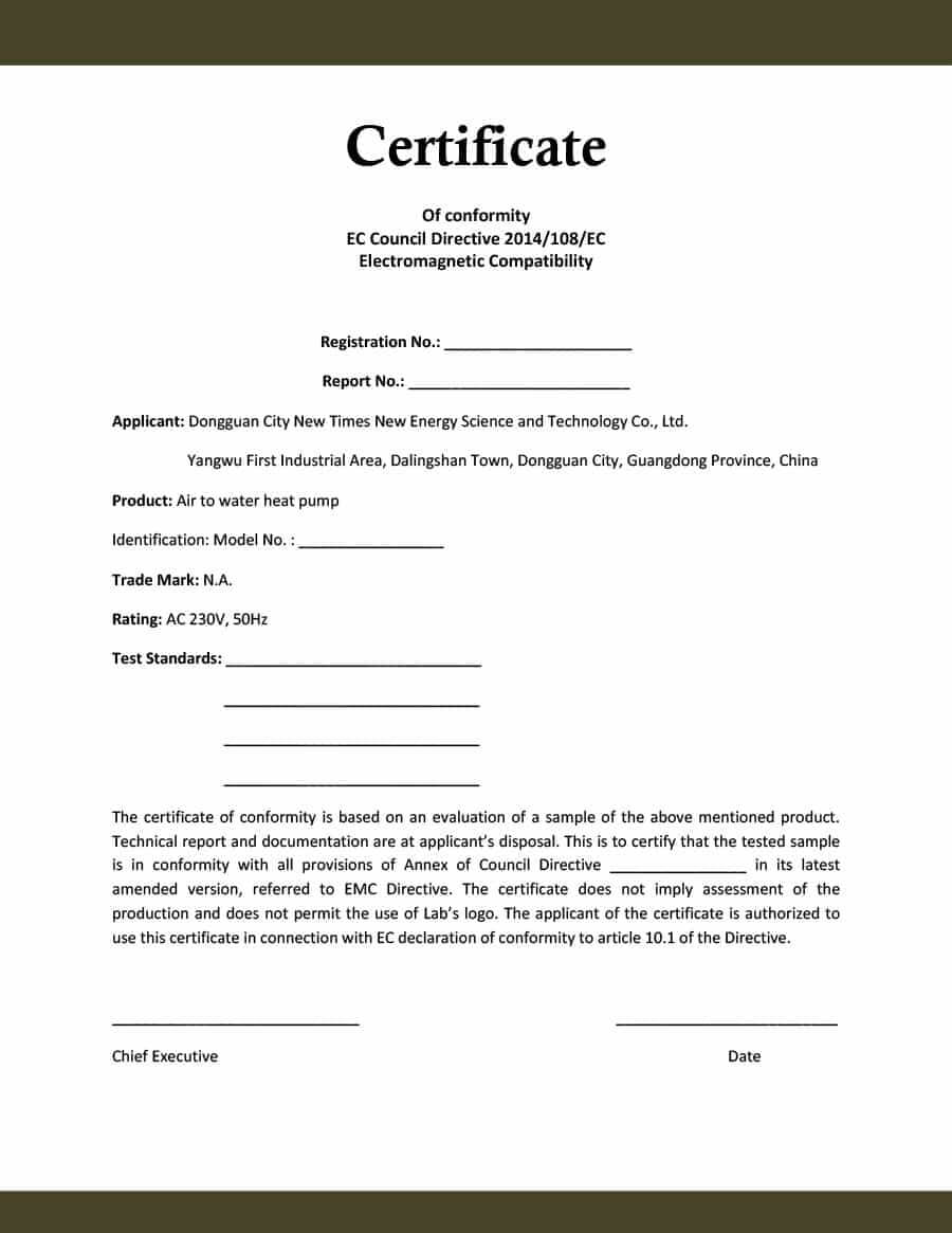 40 Free Certificate Of Conformance Templates & Forms ᐅ With Certificate Of Conformity Template