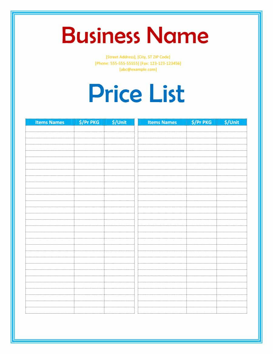 40 Free Price List Templates (Price Sheet Templates) ᐅ With Regard To Rate Card Template Word