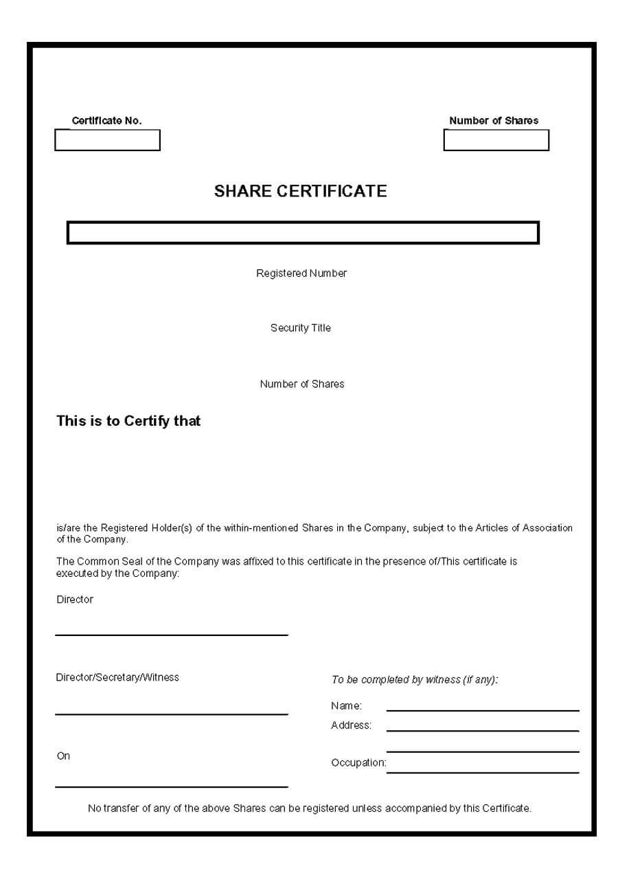 40+ Free Stock Certificate Templates (Word, Pdf) ᐅ Template Lab Inside Shareholding Certificate Template