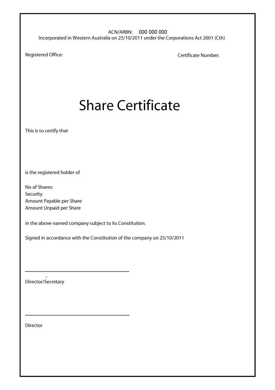 40+ Free Stock Certificate Templates (Word, Pdf) ᐅ Template Lab Pertaining To Template For Share Certificate