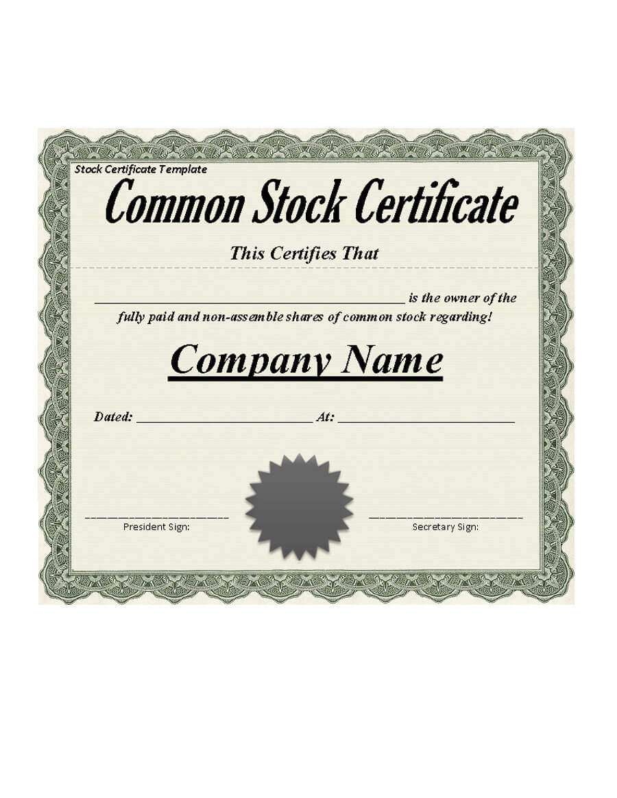 40+ Free Stock Certificate Templates (Word, Pdf) ᐅ Template Lab Regarding Corporate Bond Certificate Template
