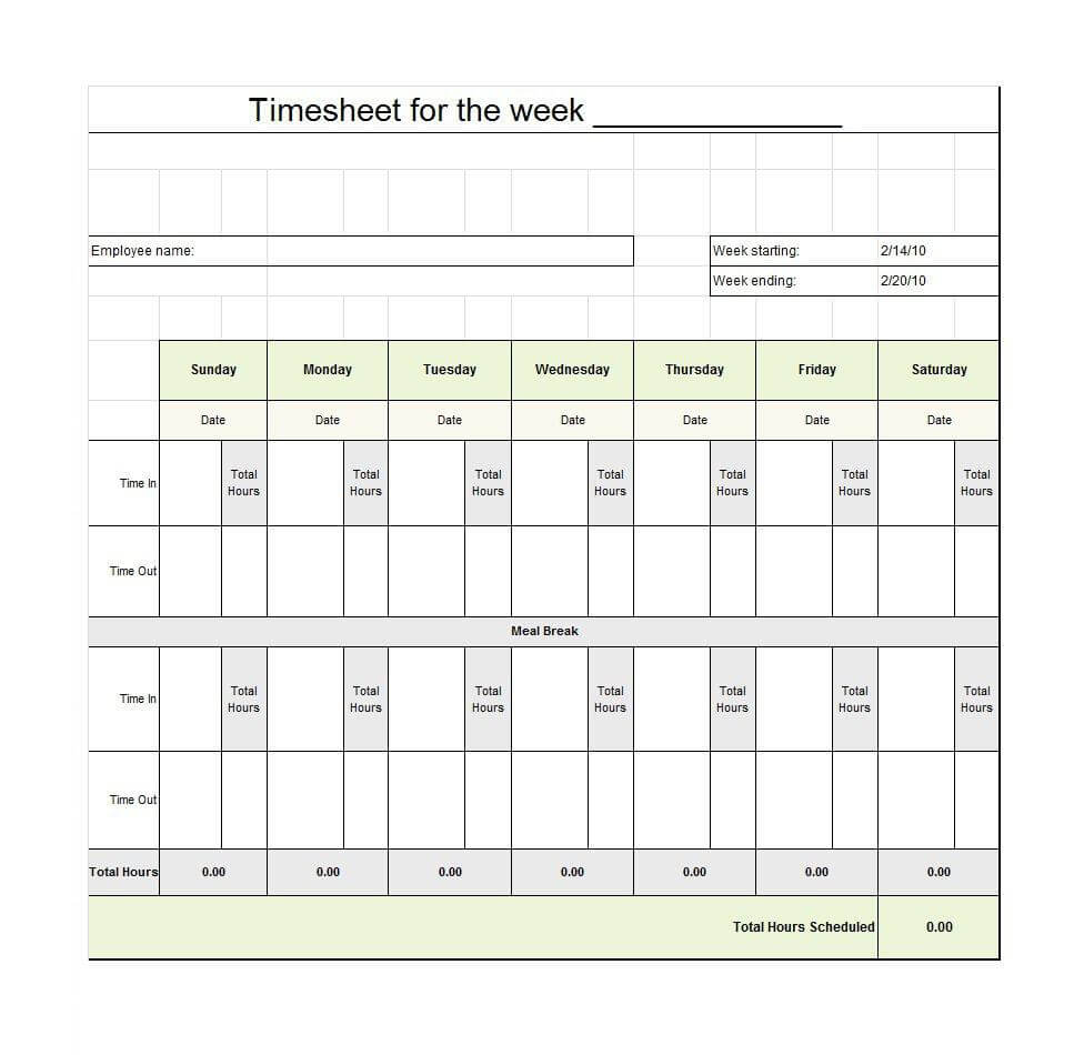 40 Free Timesheet Templates [In Excel] ᐅ Template Lab In Weekly Time Card Template Free