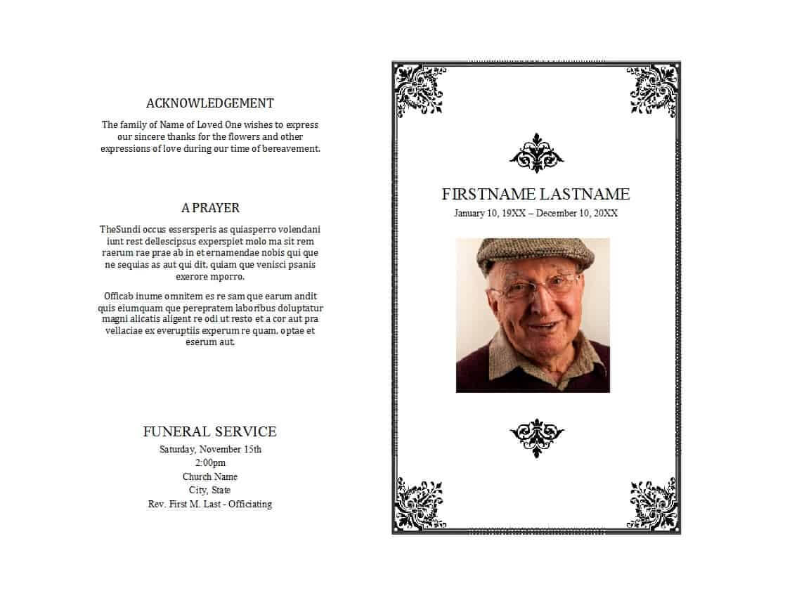 47 Free Funeral Program Templates (In Word Format) ᐅ Inside Memorial Brochure Template