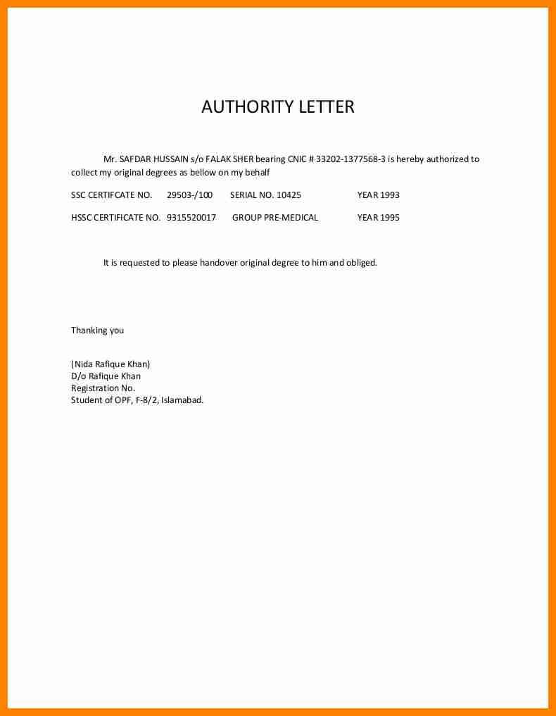 5 Authorization Letter For Document Collection Catering With Regard To This Entitles The Bearer To Template Certificate