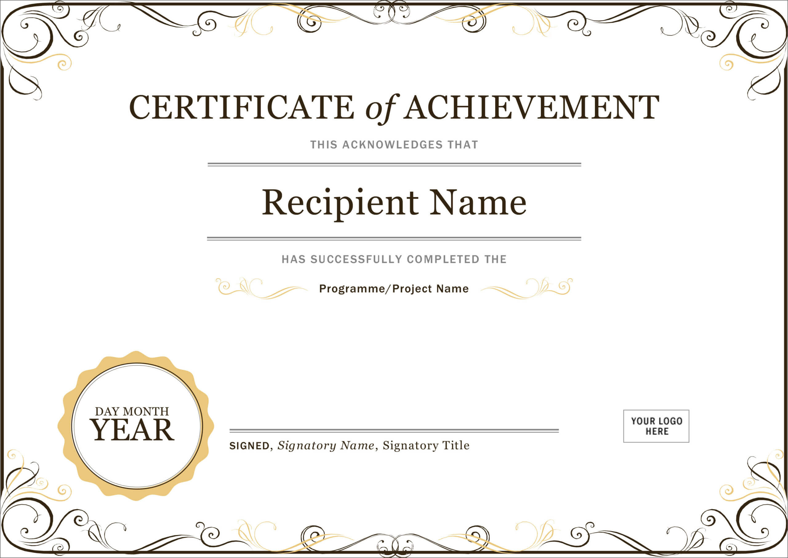 50 Free Creative Blank Certificate Templates In Psd Inside Certificate Of Achievement Template Word