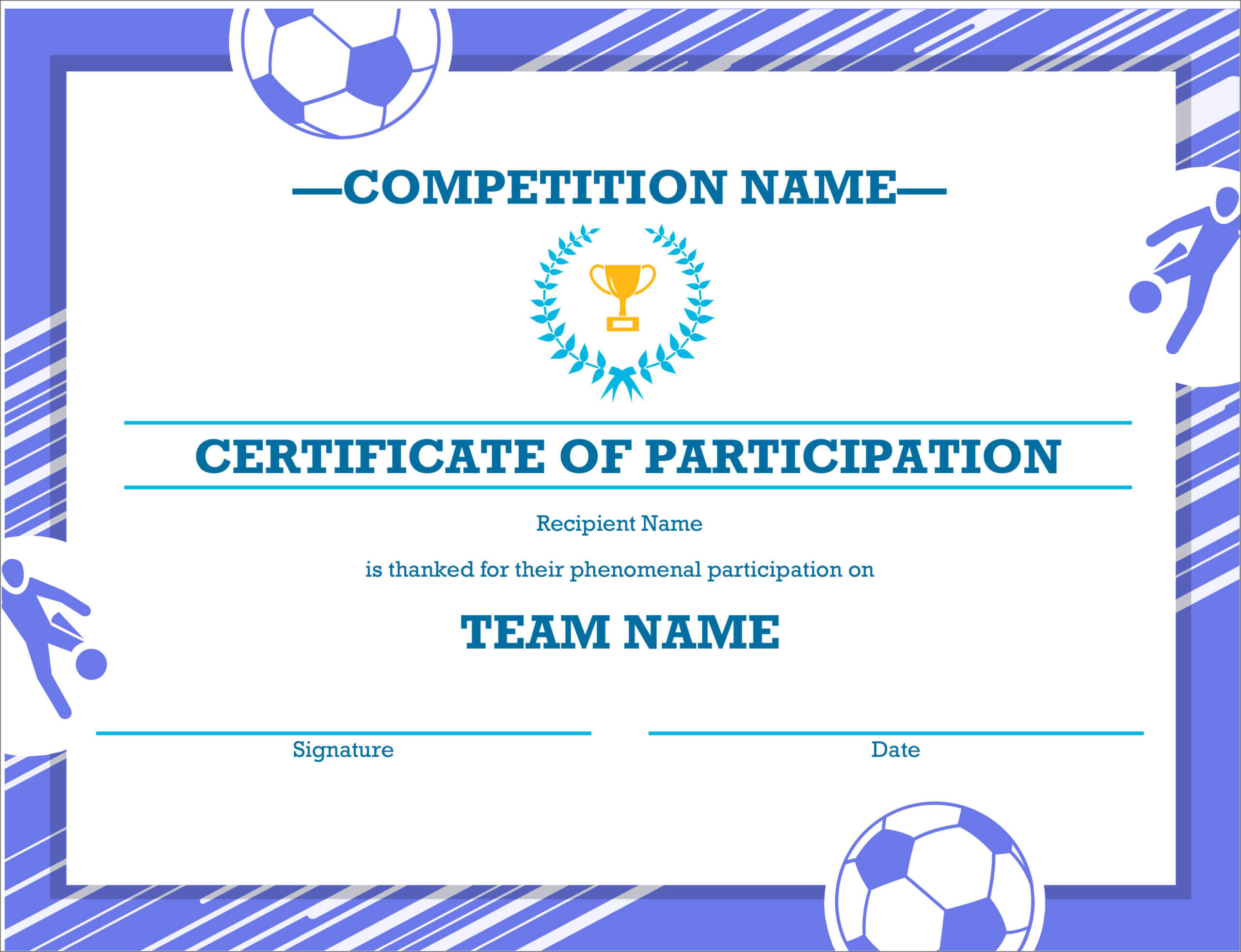 50 Free Creative Blank Certificate Templates In Psd With Regard To Athletic Certificate Template