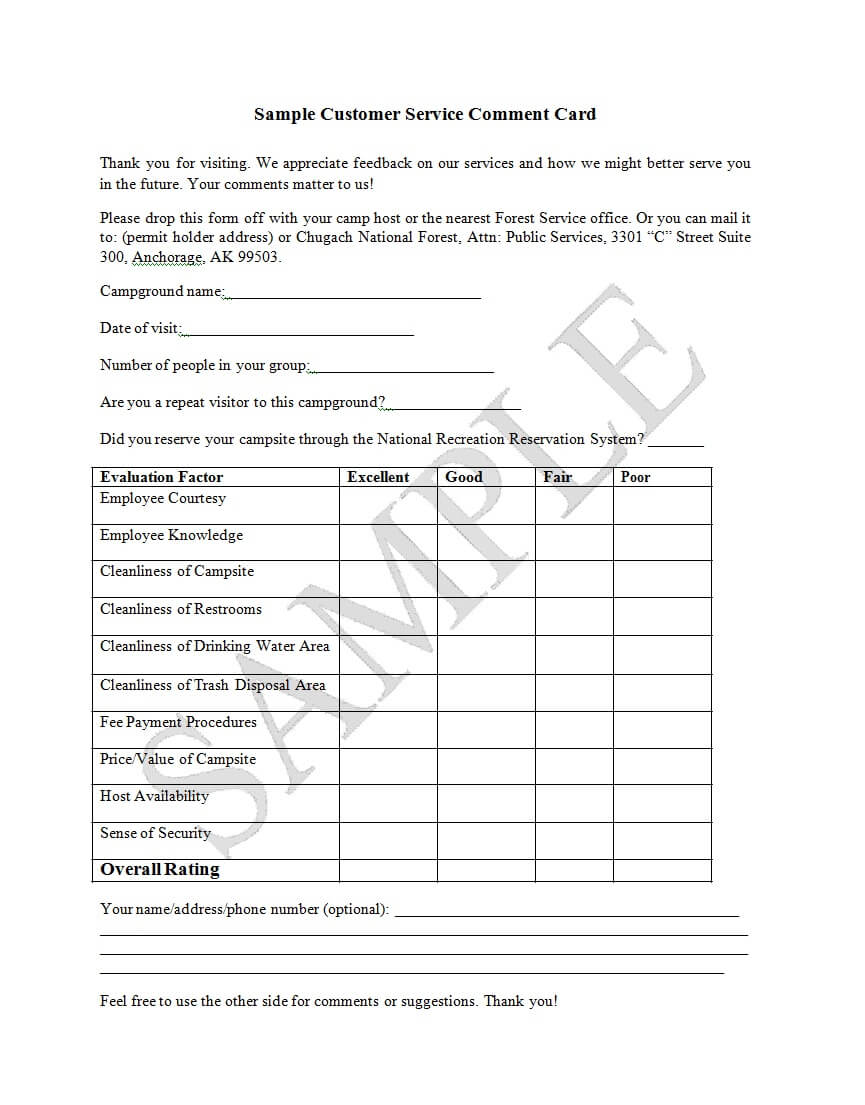 50 Printable Comment Card & Feedback Form Templates ᐅ Pertaining To Survey Card Template