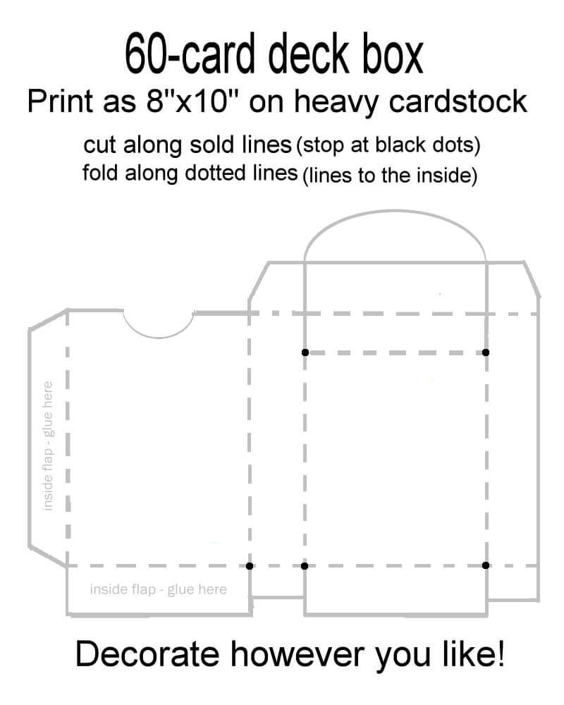 60 Card Deck Box Template For Magic, Pokemon, Yu Gi Oh, Etc Within Card Box Template Generator