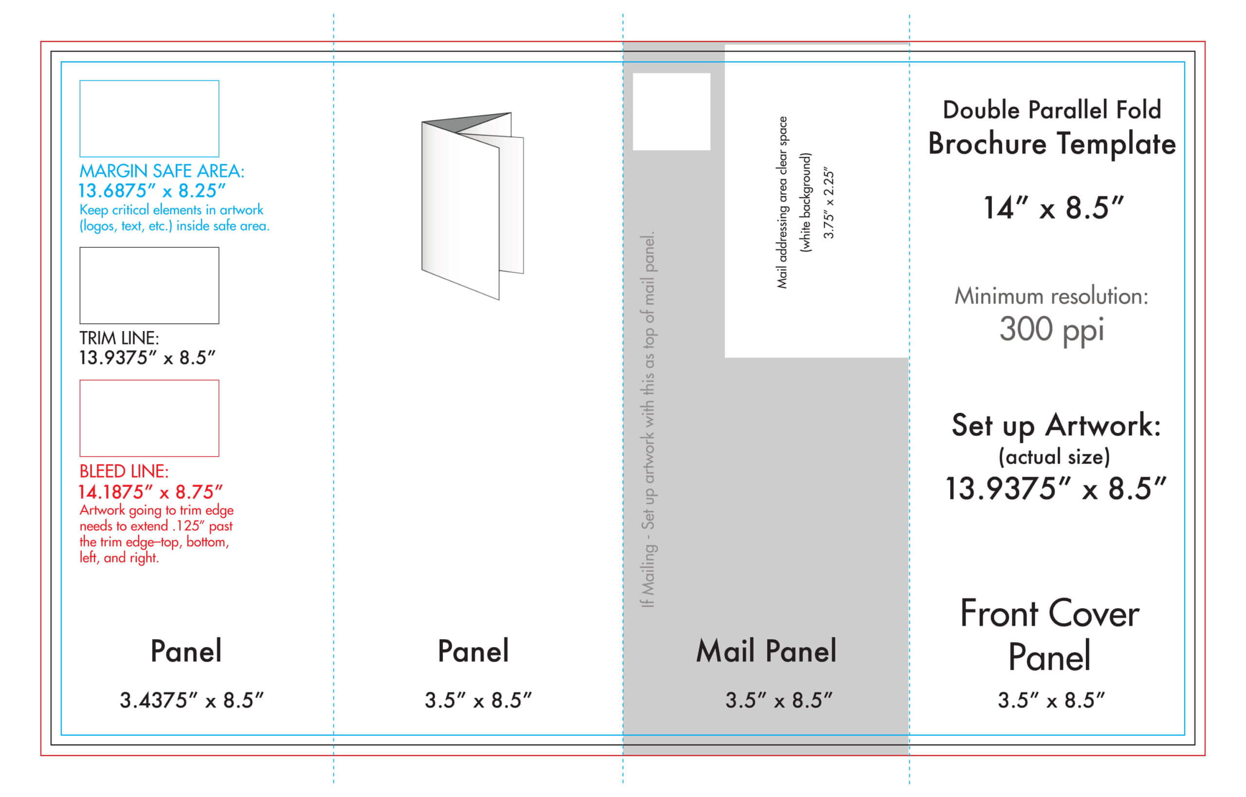 8.5" X 14" Double Parallel Brochure Template – U.s. Press Intended For Brochure Rubric Template