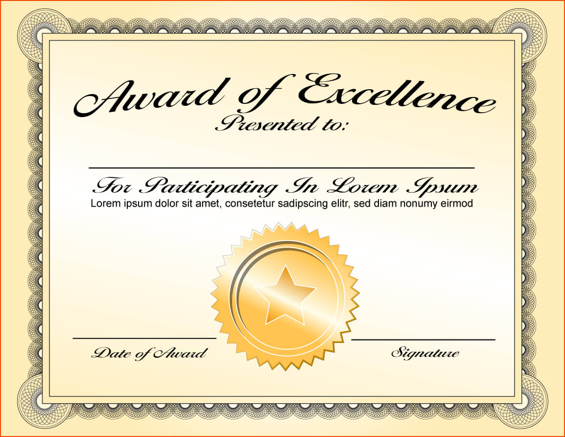 8+ Awards Certificate Template – Bookletemplate Regarding Certificate Of Excellence Template Free Download