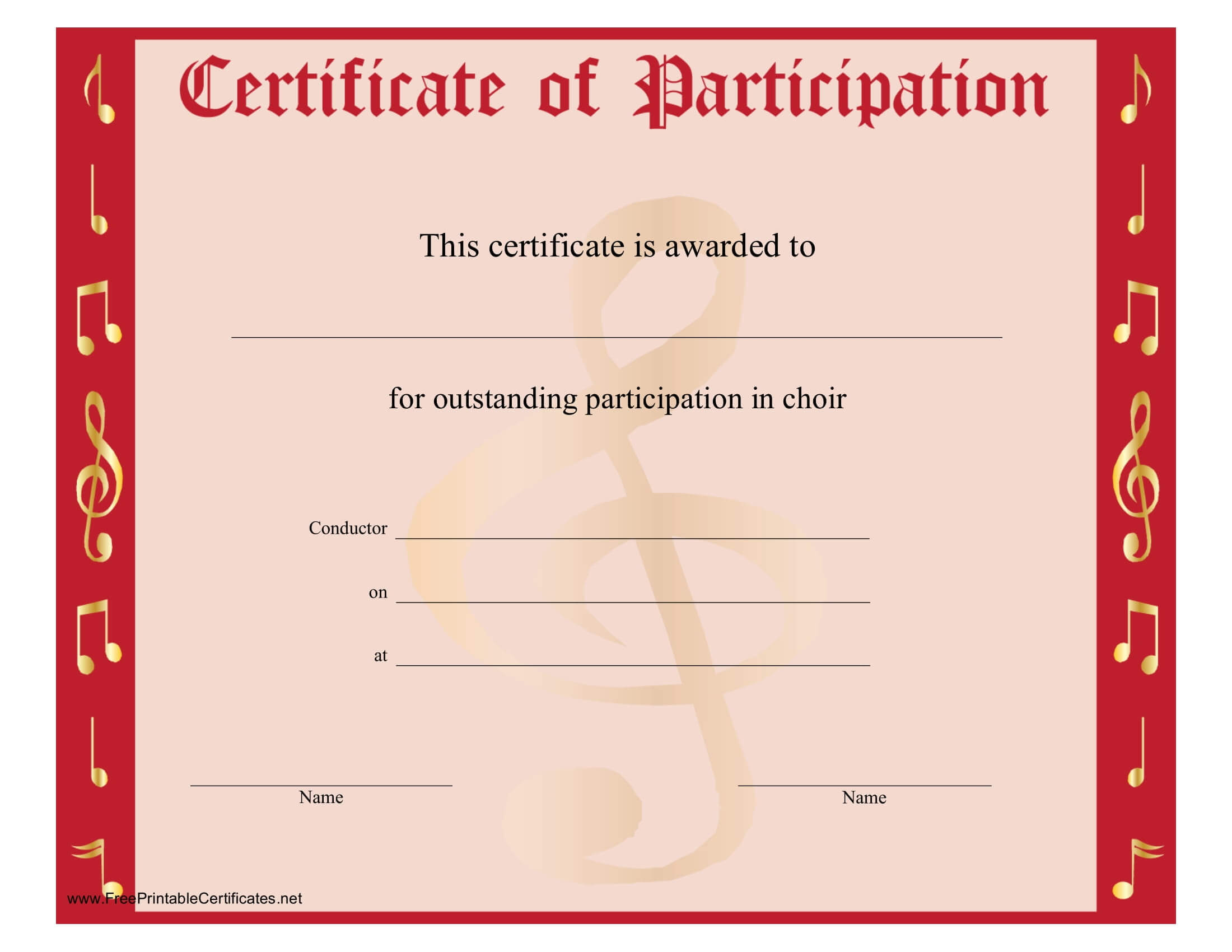 8+ Free Choir Certificate Of Participation Templates – Pdf In Choir Certificate Template