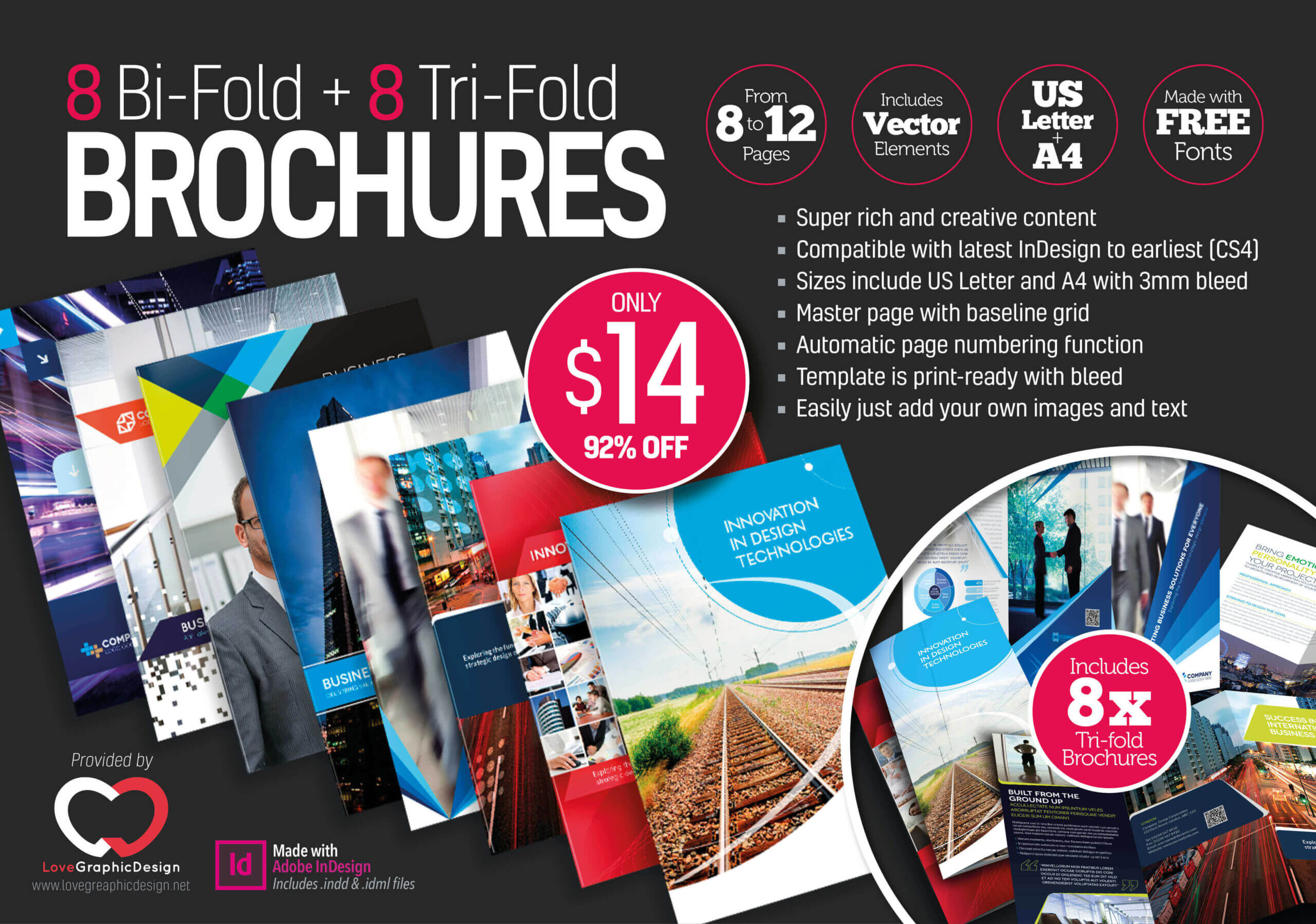 8 Print Ready Indesign Bi Fold & Tri Fold Brochure Templates For Adobe Indesign Tri Fold Brochure Template