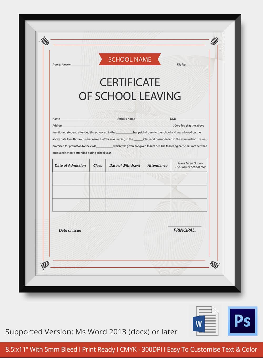 83+ Creative Custom Certificate Design Templates | School In School Leaving Certificate Template