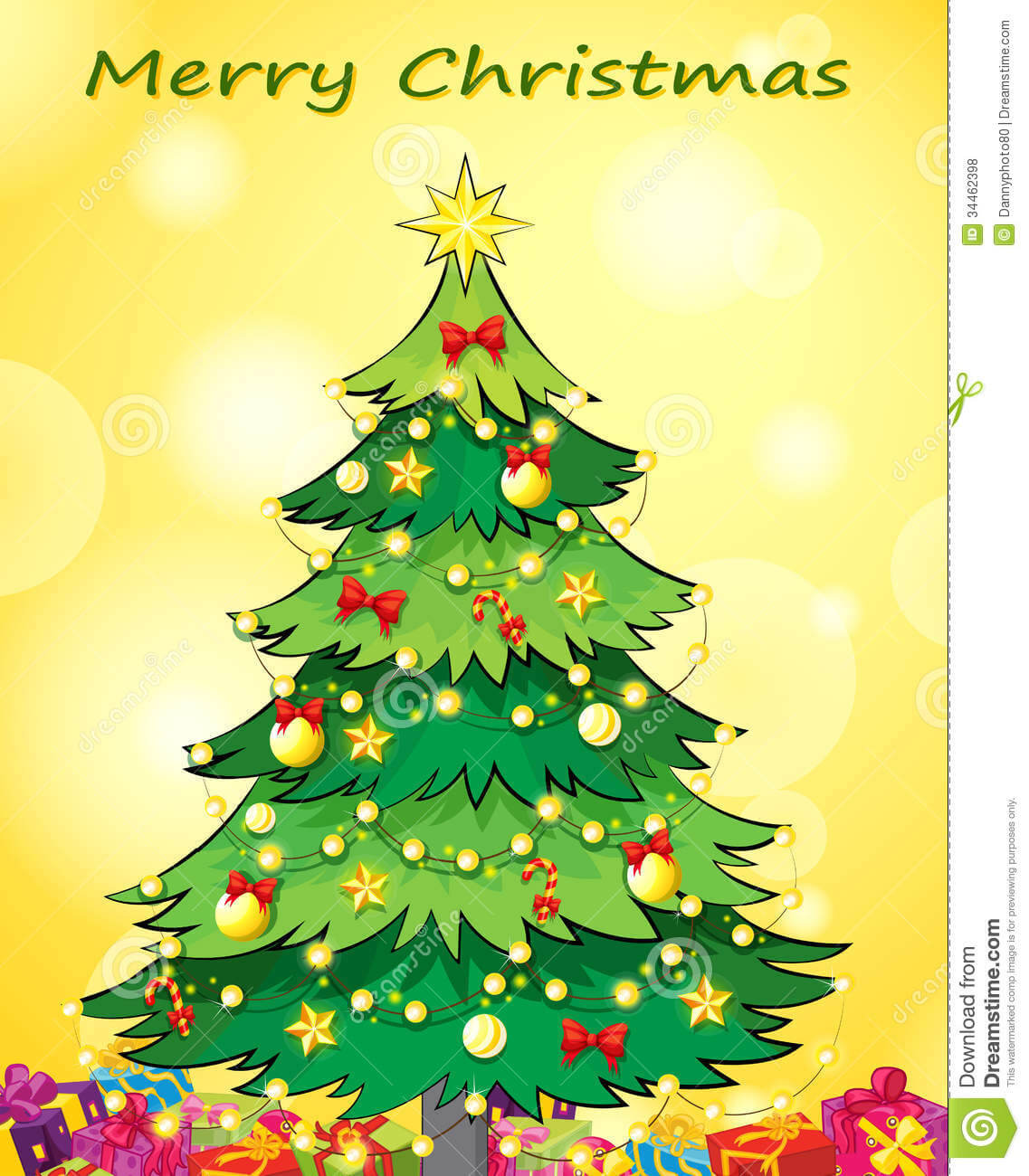 A Christmas Card Template With A Green Christmas Tree Stock With 3D Christmas Tree Card Template