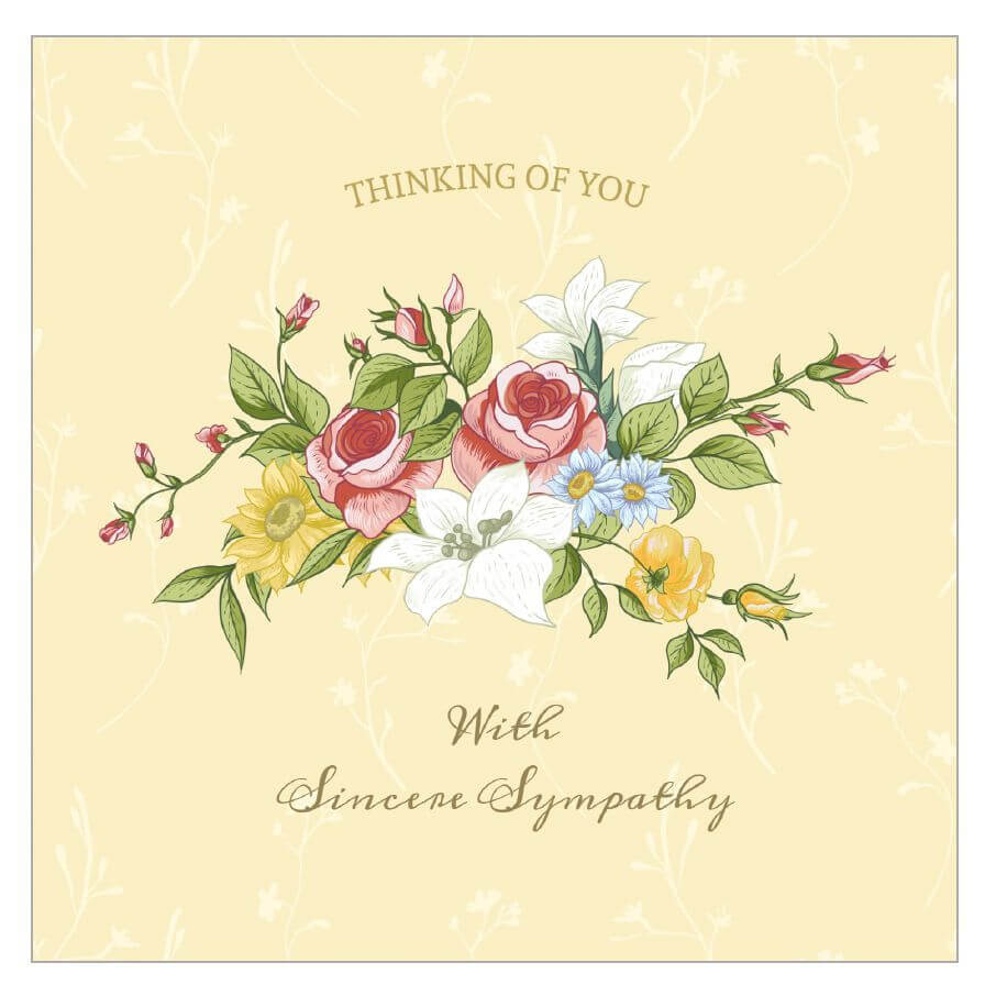 A Sympathy Card With A Bouquet Of Flowers On It. | Free Inside Sympathy Card Template