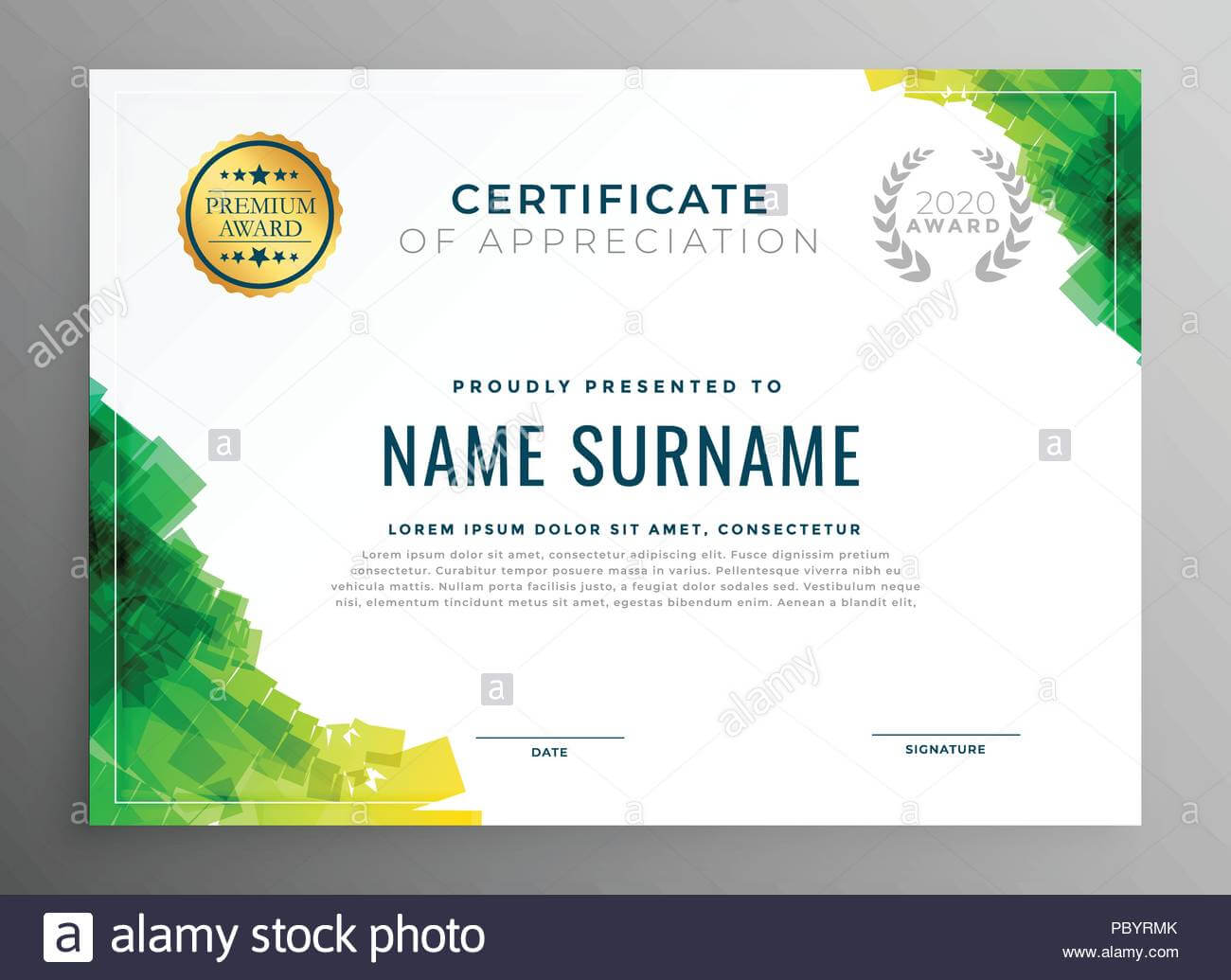 Abstract Green Certificate Of Appreciation Template Stock Intended For Boot Camp Certificate Template