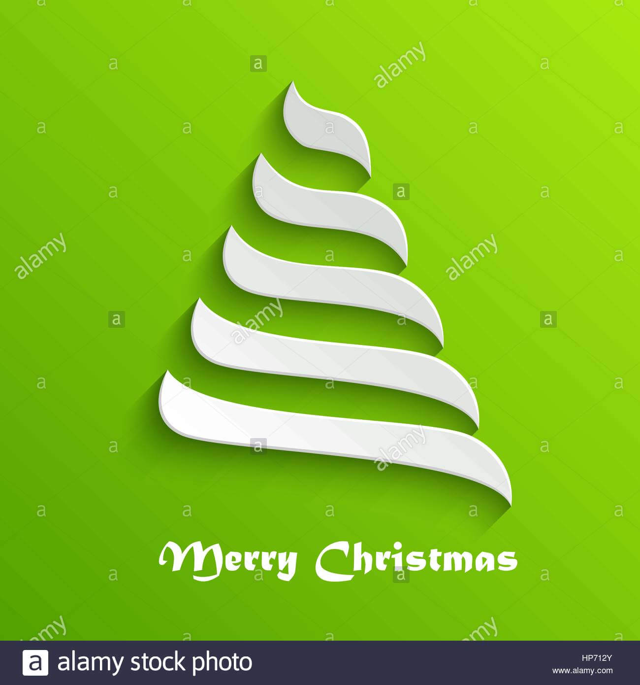 Abstract Modern 3D White Christmas Tree On Green Background With Regard To 3D Christmas Tree Card Template