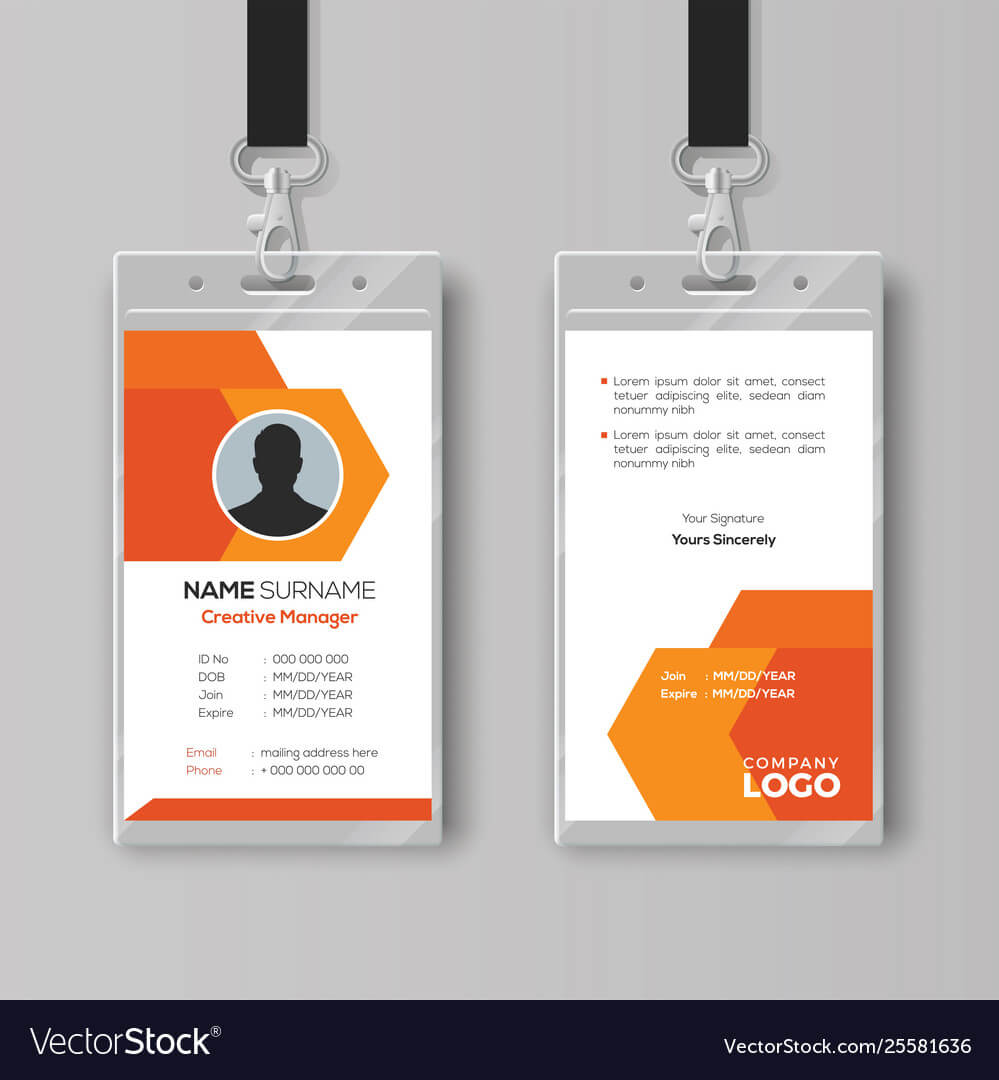 Abstract Orange Id Card Design Template Regarding Id Card Template Ai