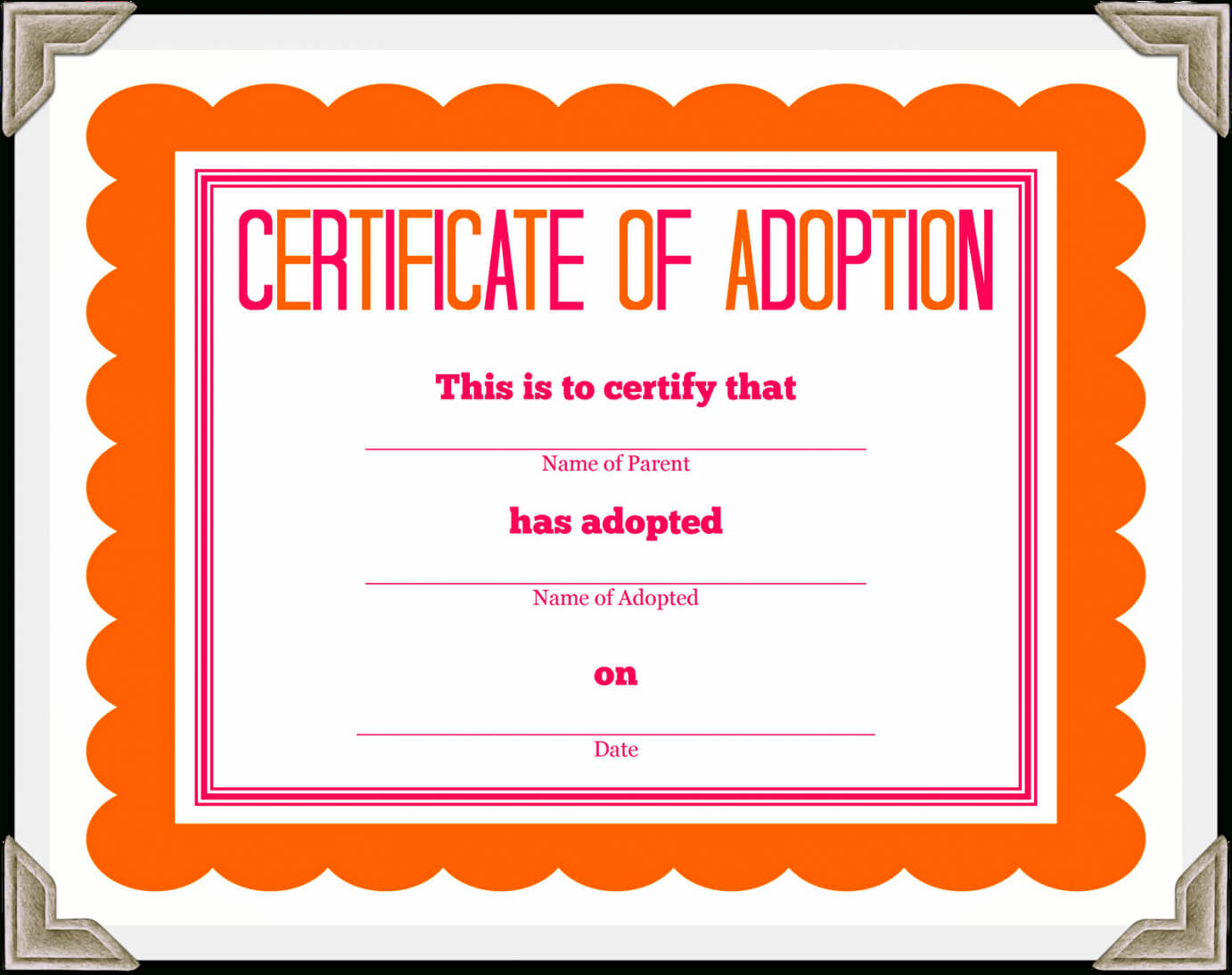 Adoption Certificate Template Free - Yatay.horizonconsulting.co Regarding Toy Adoption Certificate Template
