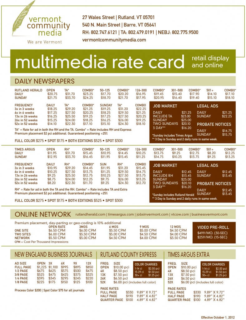 Advertising Rate Card – Jyler Regarding Advertising Rate Card Template
