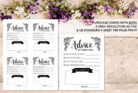 Advice Card Template. Advice For The Newlyweds. Marriage in Marriage Advice Cards Templates