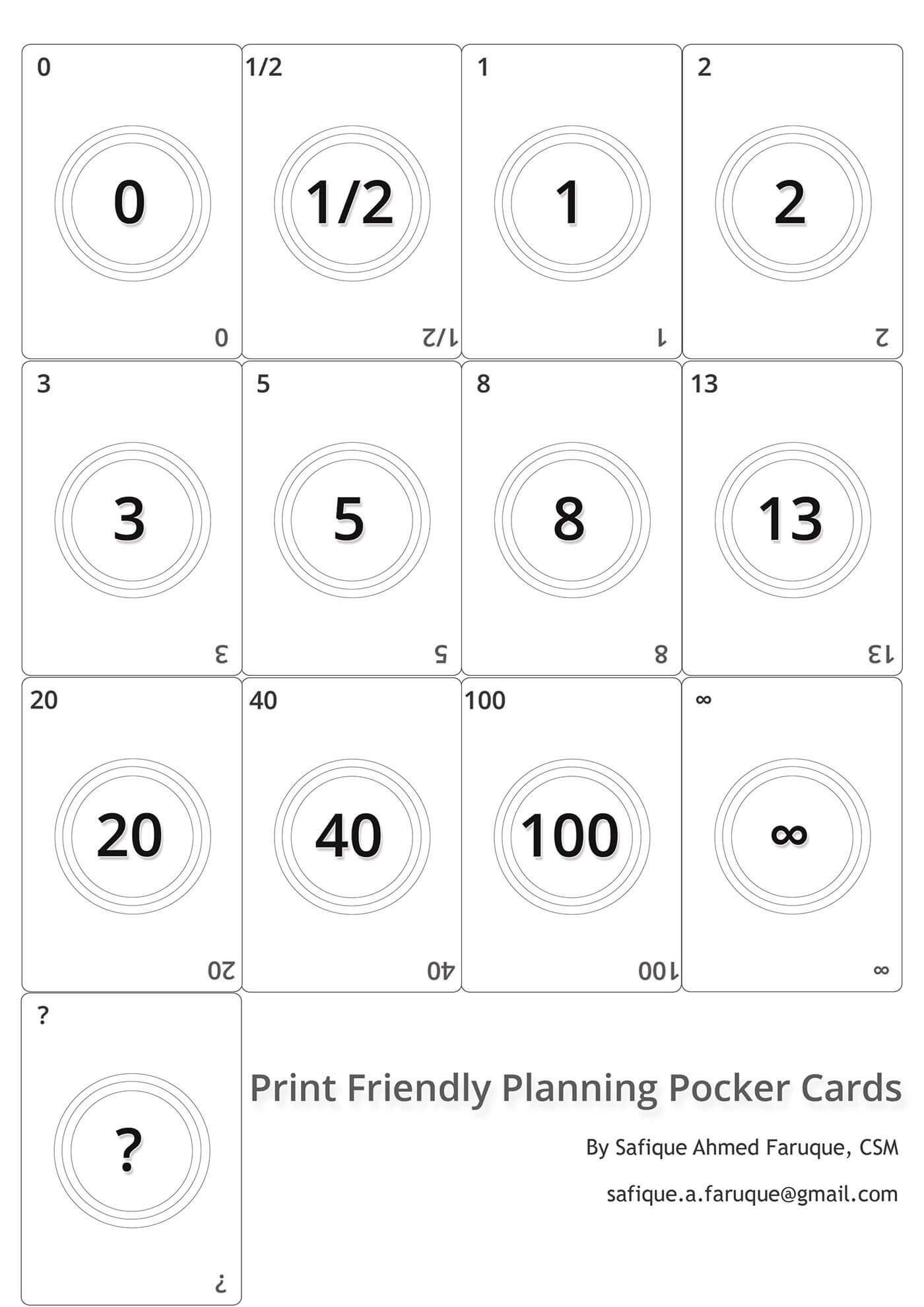 Agile Planning Poker Cards. Black And White Print Friendly Throughout Planning Poker Cards Template