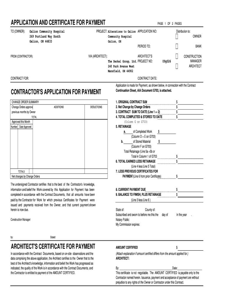 Aia Documents 702 Pdf – Fill Online, Printable, Fillable Pertaining To Construction Payment Certificate Template