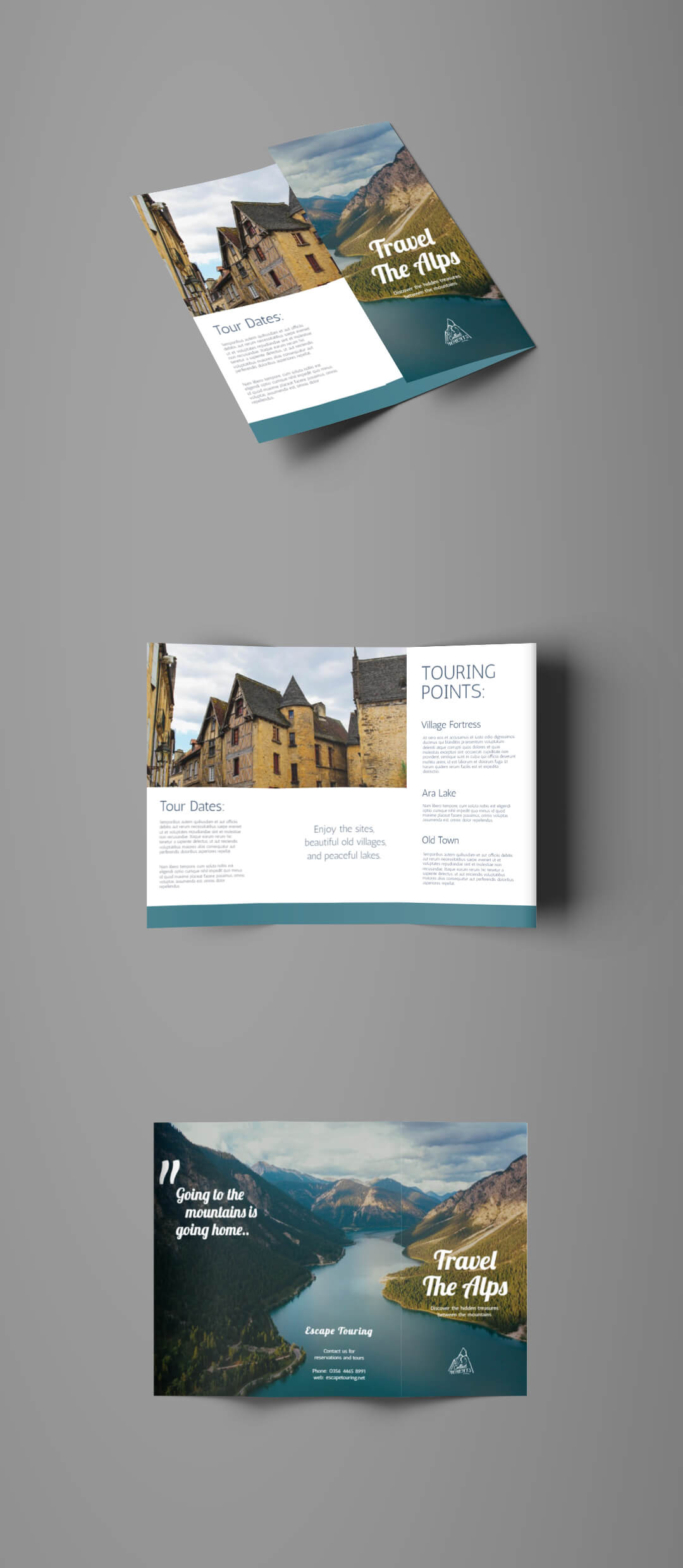 Alpine Travel Tri Fold Brochure Template | Travel Brochure With Free Online Tri Fold Brochure Template