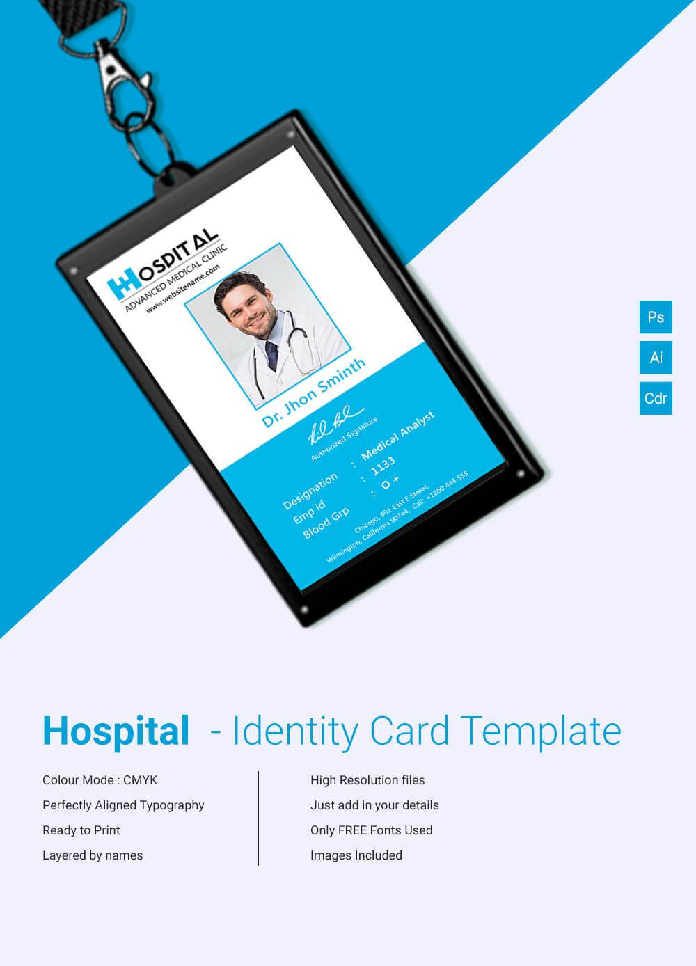 Amazing Hospital Identity Card Template Download | Id Card Regarding Portrait Id Card Template