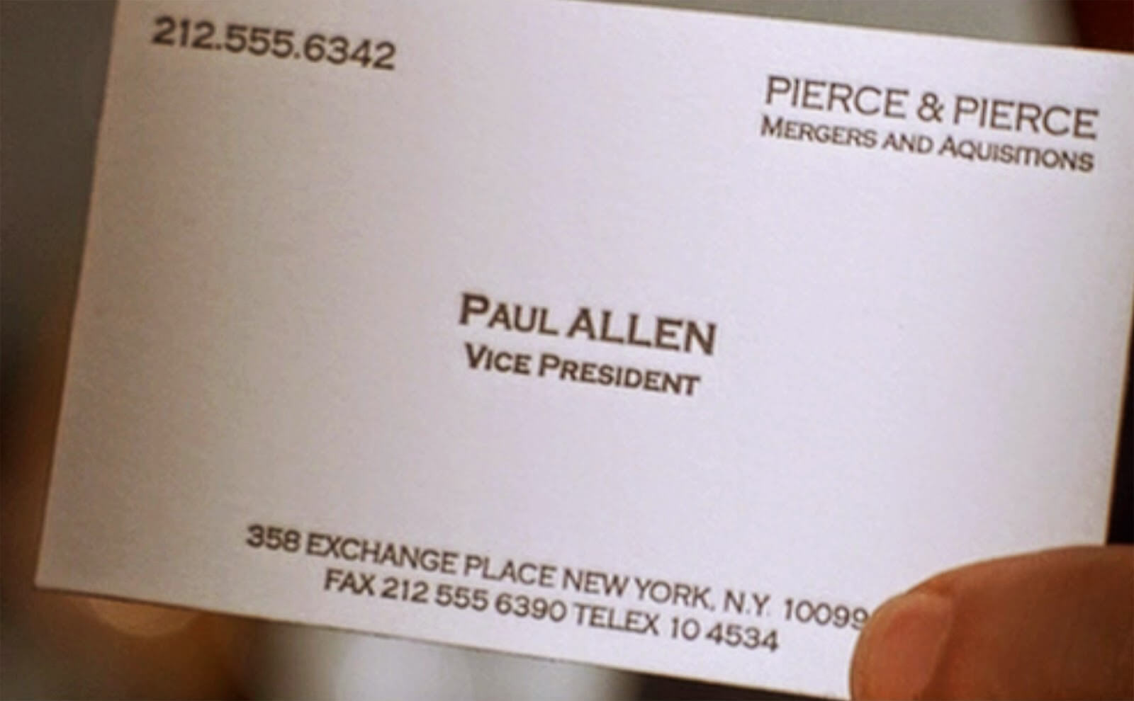 American Psycho - Was The Typo In Paul Allen's Busines Card For Paul Allen Business Card Template