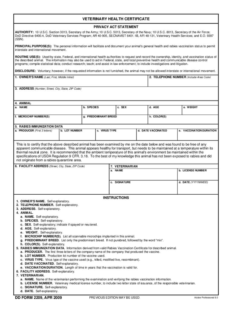 Animal Health Certificate Form – 2 Free Templates In Pdf Throughout Veterinary Health Certificate Template