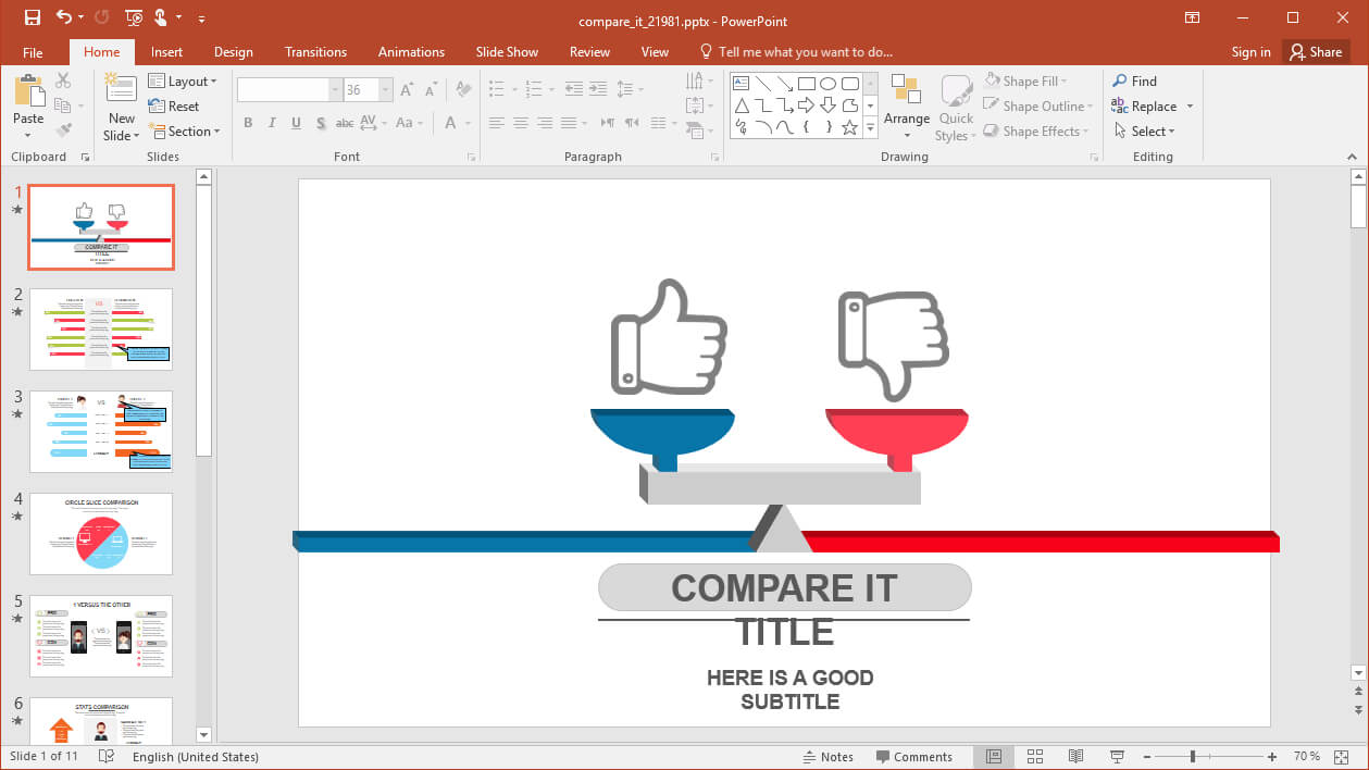 Animated Compare It Powerpoint Template In What Is Template In Powerpoint