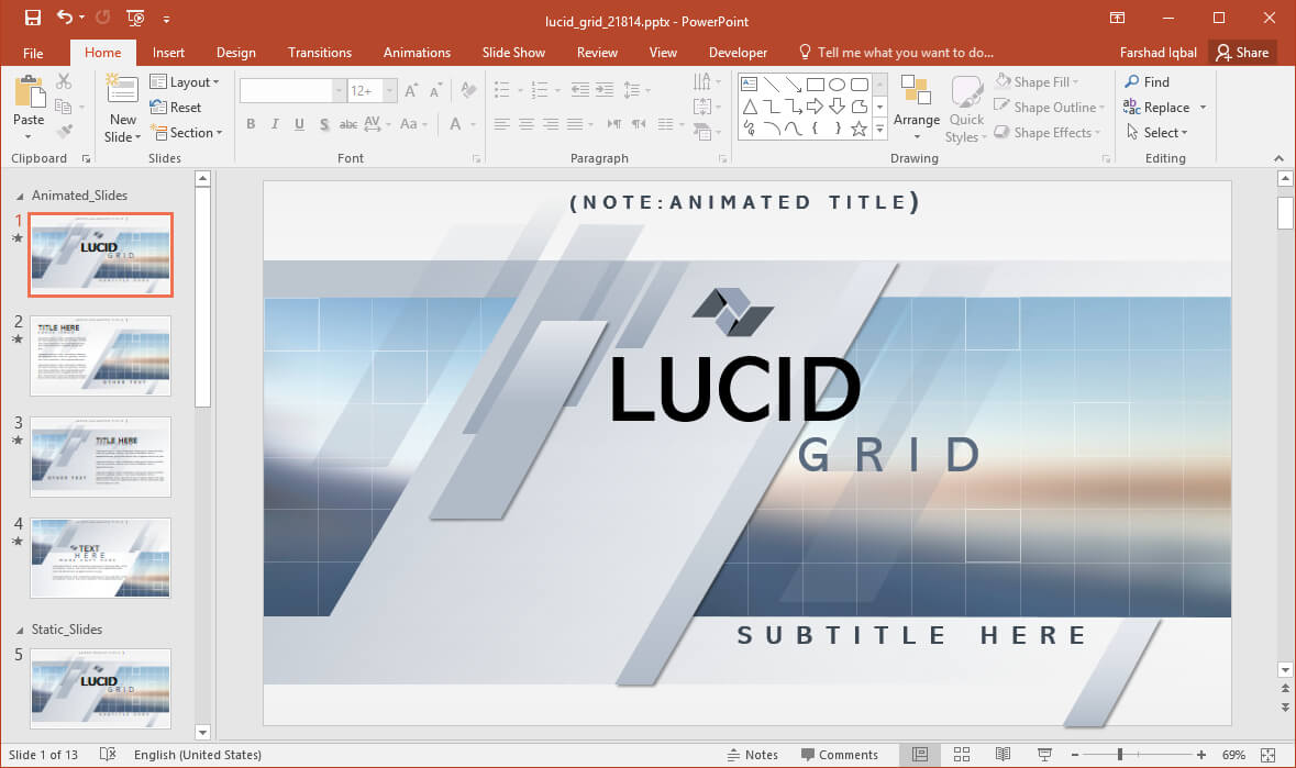 Animated Lucid Grid Powerpoint Template Inside Replace Powerpoint Template
