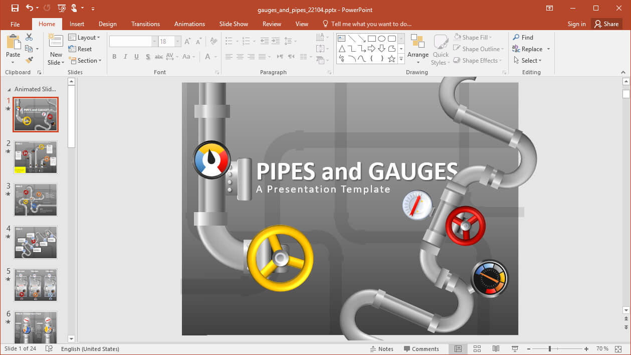 Animated Pipes Powerpoint Template With Multimedia Powerpoint Templates