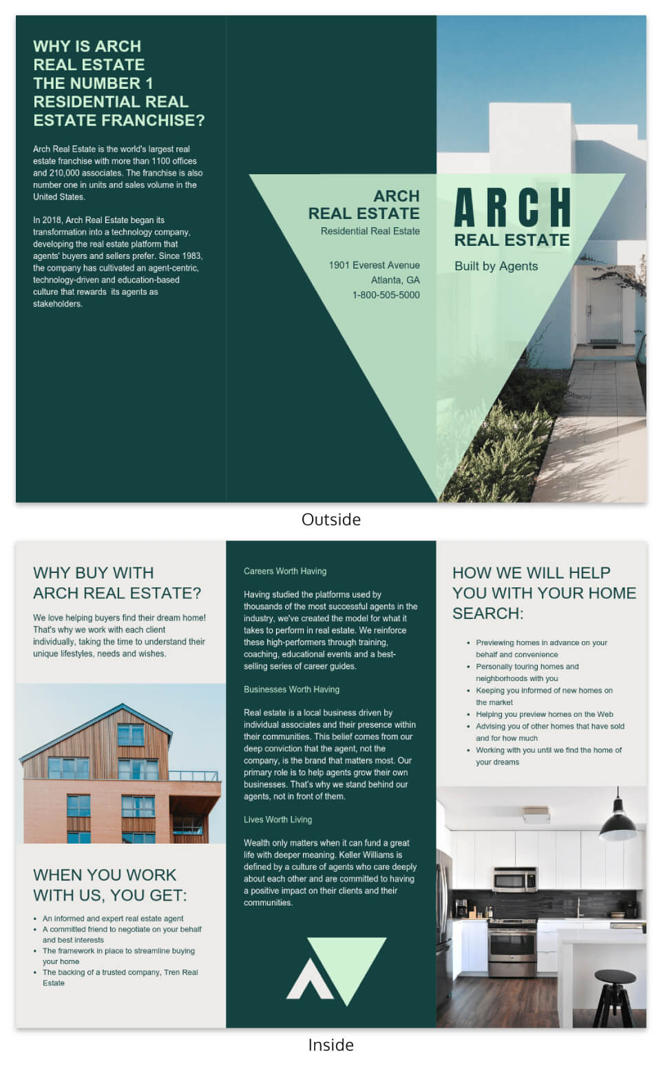 Arch Real Estate Tri Fold Brochure Template Regarding Training Brochure Template