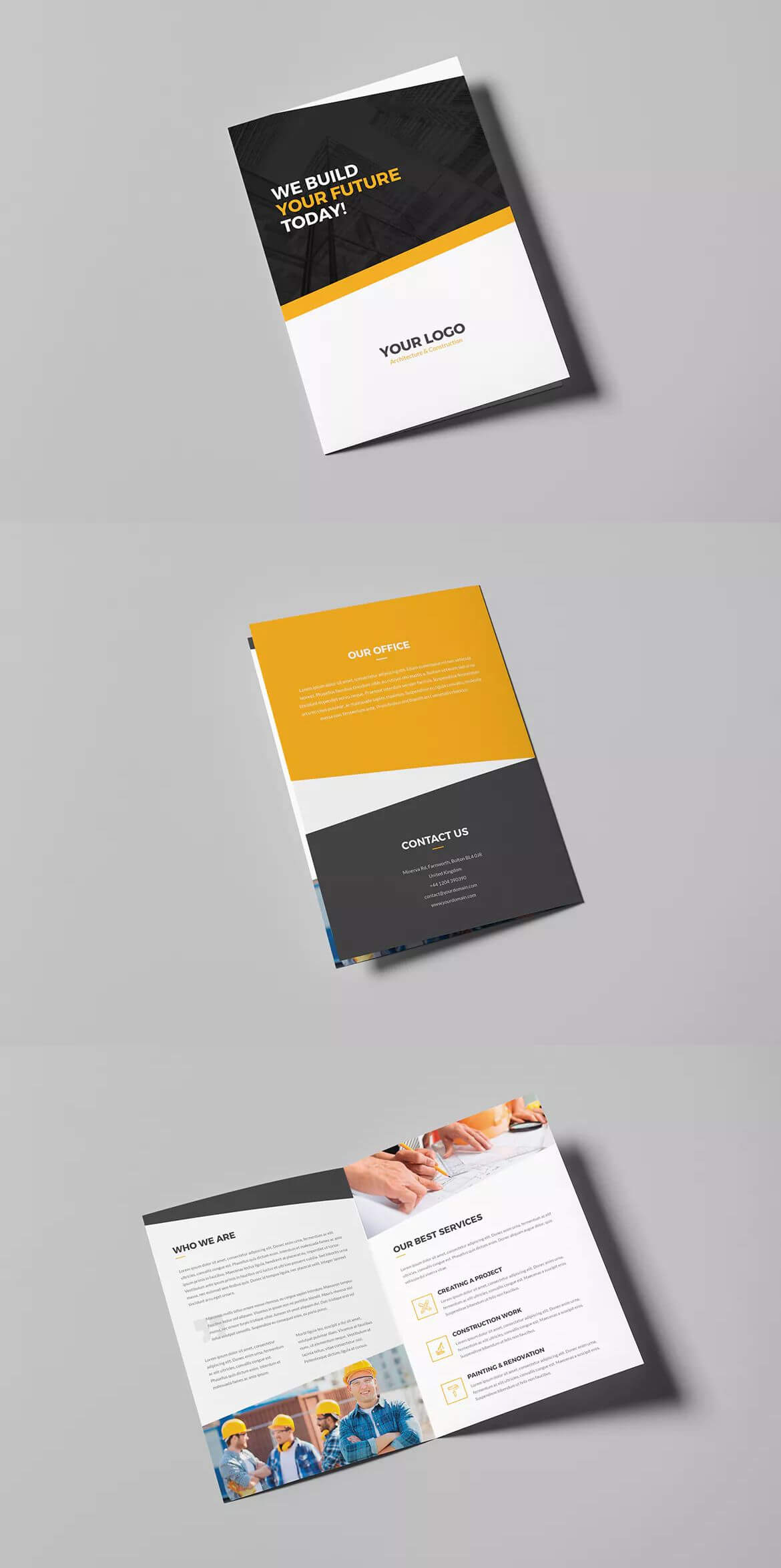 Architecture And Construction Bi Fold Brochure Template Psd With Letter Size Brochure Template