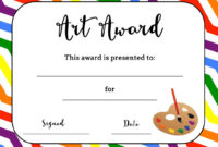 Art Award Certificate (Free Printable) | Art Certificate in Free Art Certificate Templates