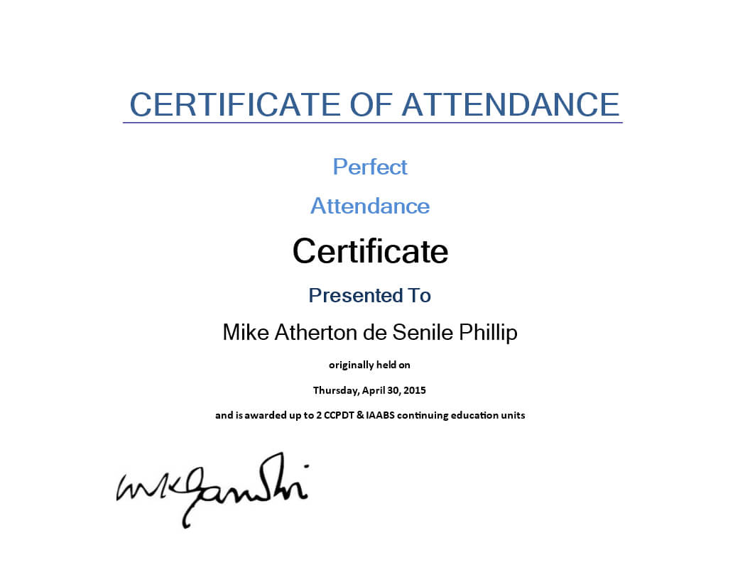 Attendance Certificate Sample | Templates At With Regard To Attendance Certificate Template Word