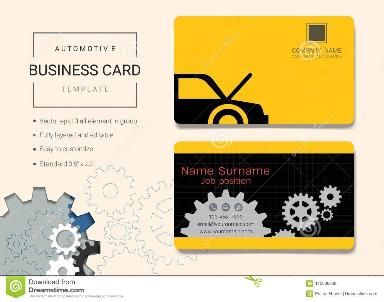 Automotive Business Card Or Name Card Template. Stock Vector For Automotive Business Card Templates