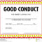 Award Certificate Good Conduct Stock Vector – Illustration Within Good Conduct Certificate Template