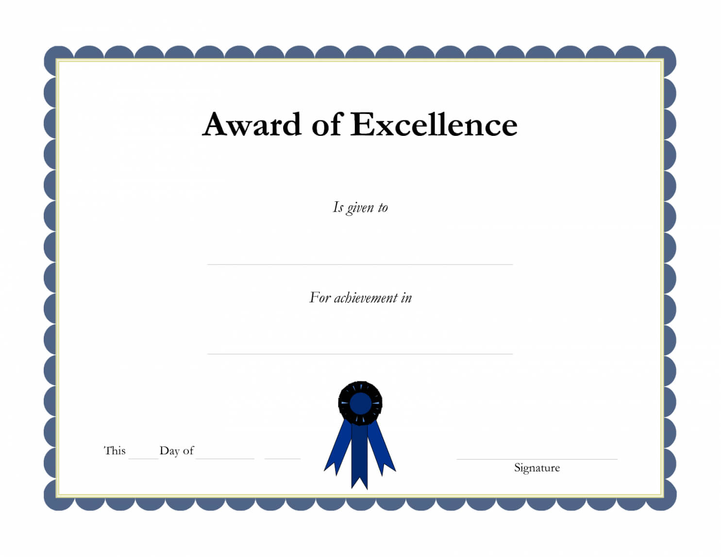 Award Template Certificate Borders Award Of Excellenceis With Academic Award Certificate Template