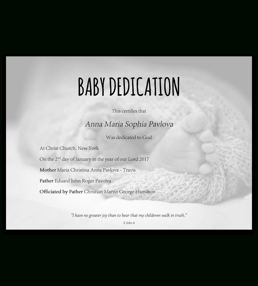 Baby Dedication Certificate Template For Word [Free Printable] In Baby Dedication Certificate Template