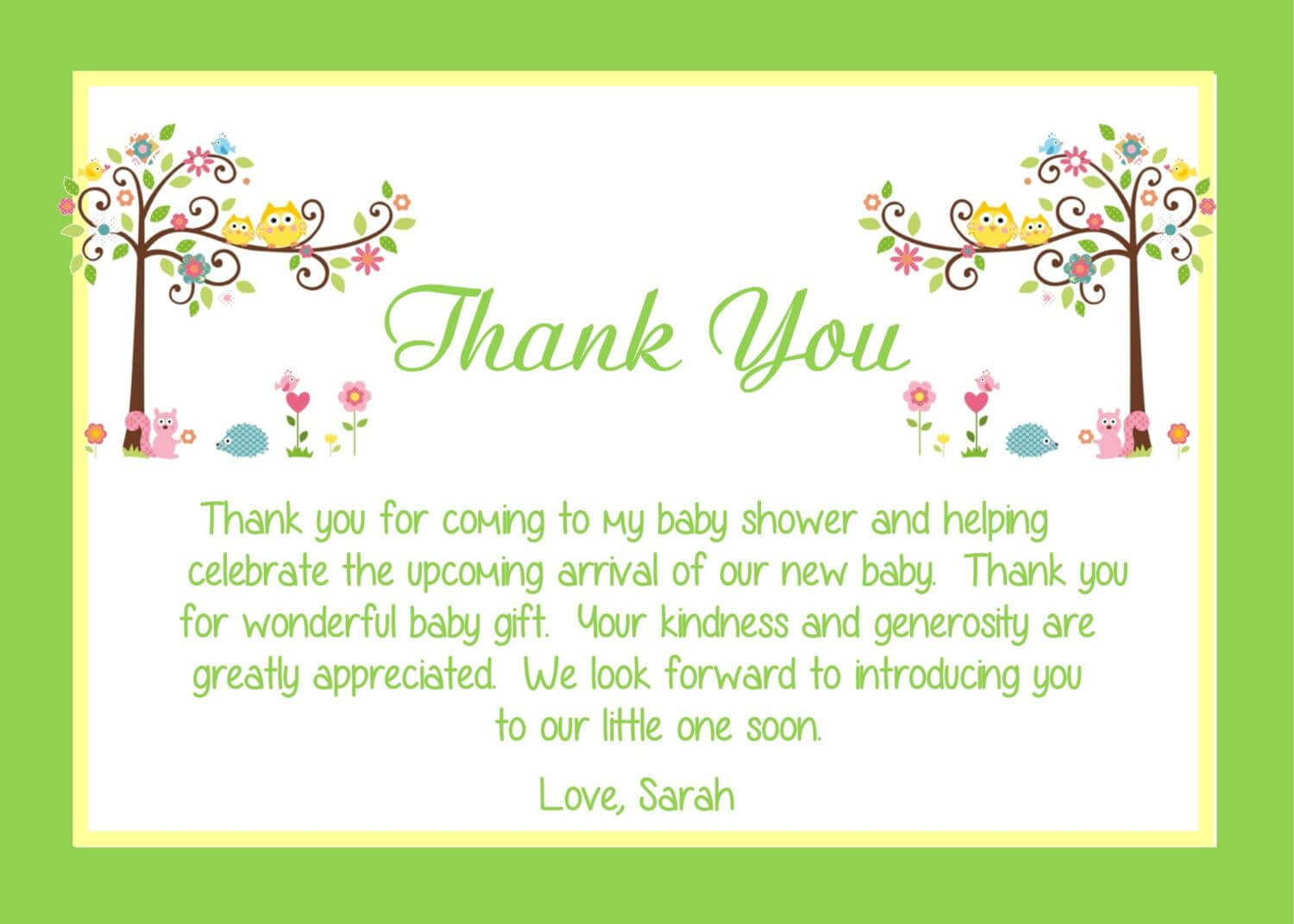 Baby Shower Thank You Card Wording Ideas - Babysof | Baby Within Thank You Card Template For Baby Shower