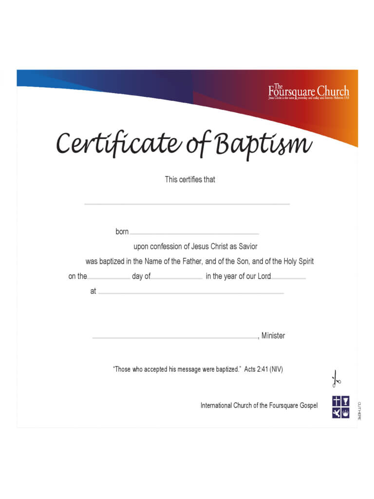 Baptism Certificate – 4 Free Templates In Pdf, Word, Excel For Baptism Certificate Template Download