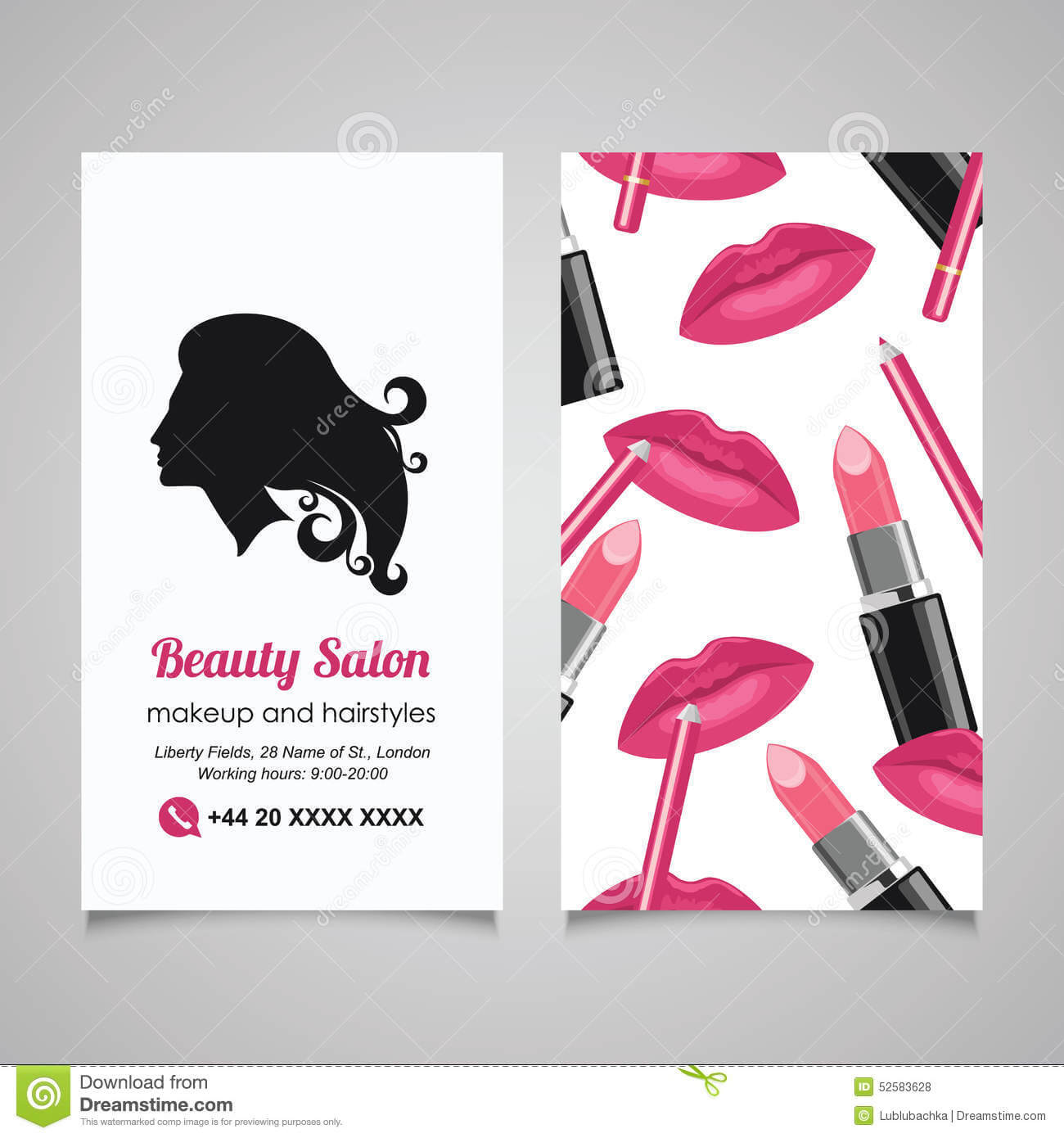 Beauty Salon Business Card Design Template With Beautiful In Hair Salon Business Card Template