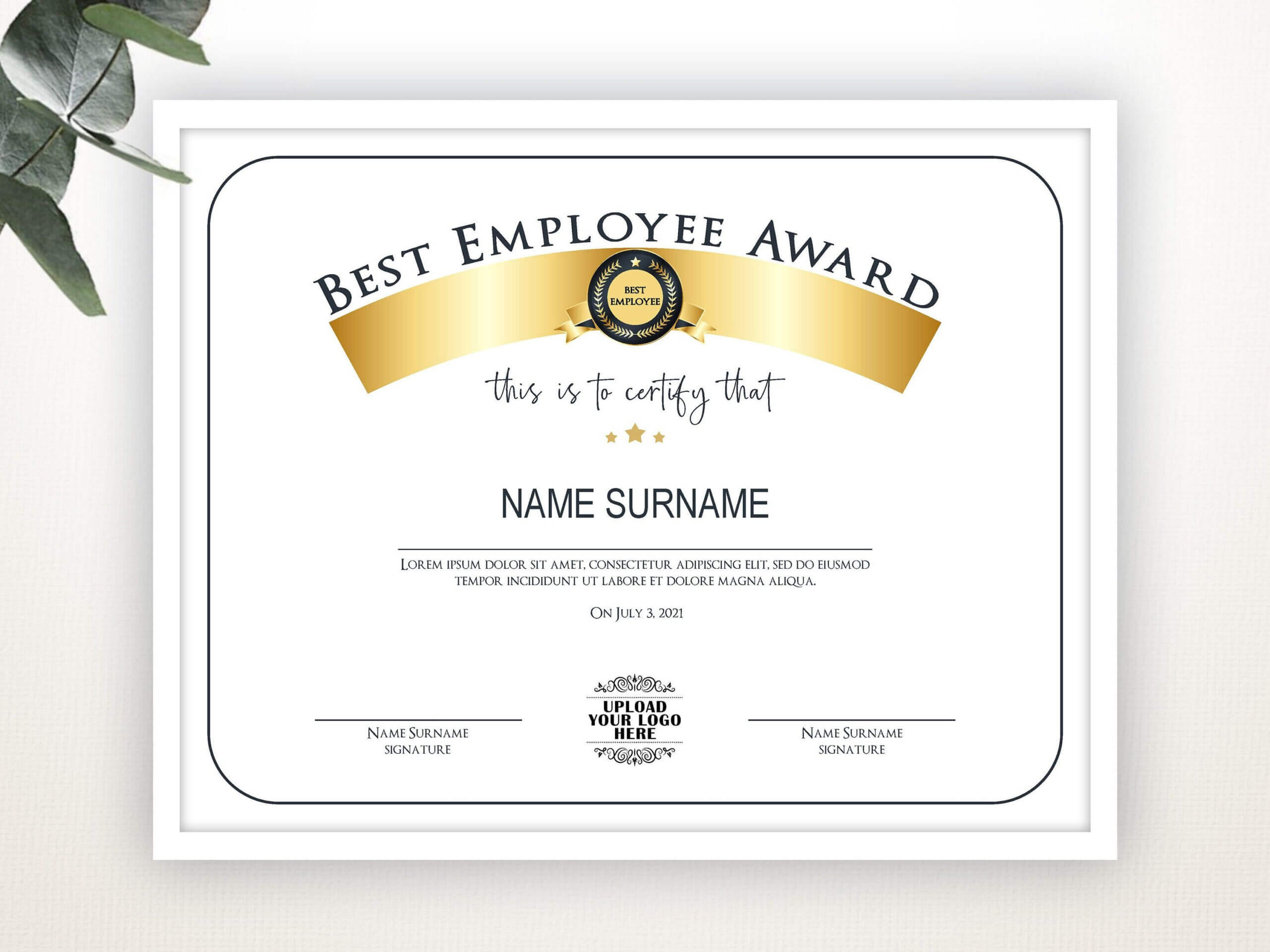 Best Employee Award, Employee Award Template, Editable Logo With Best Employee Award Certificate Templates