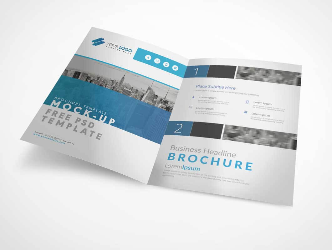 Bi Fold A4 Brochure Left & Right Panels Psd Mockup – Psd Mockups Inside Two Fold Brochure Template Psd