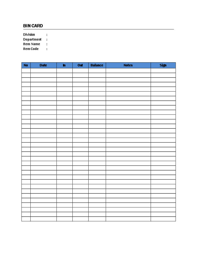 Bin Card – Are You Managing A Warehouse And Like To For Sample Job Cards Templates